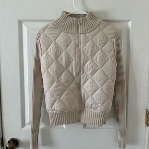 Madden Girl Cream Quilted Cardigan Sweater